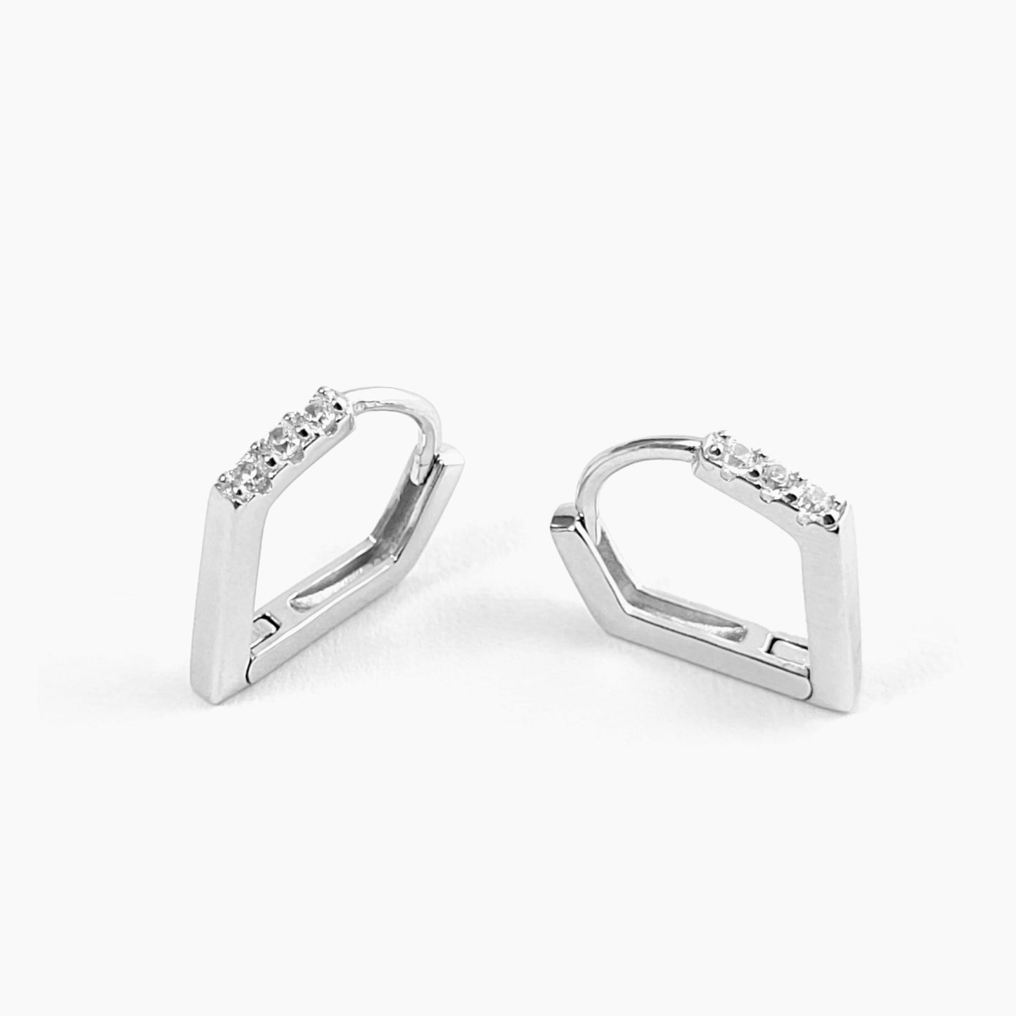 V-Shaped Hoop Earrings in Sterling Silver