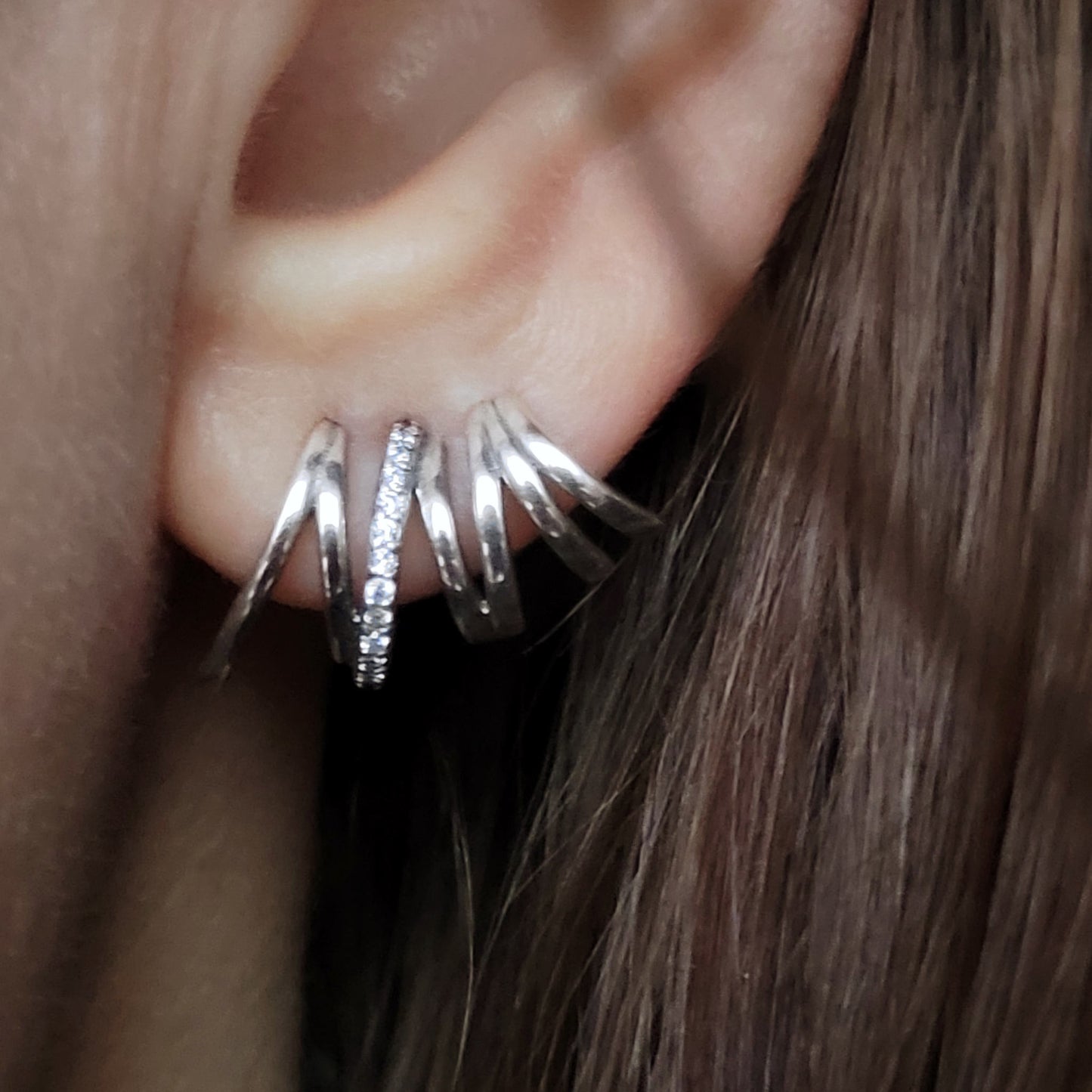 Multilayer Split Hoop Earrings in Sterling Silver