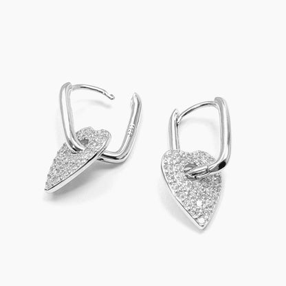 Shimmering Heart Earrings in Sterling Silver