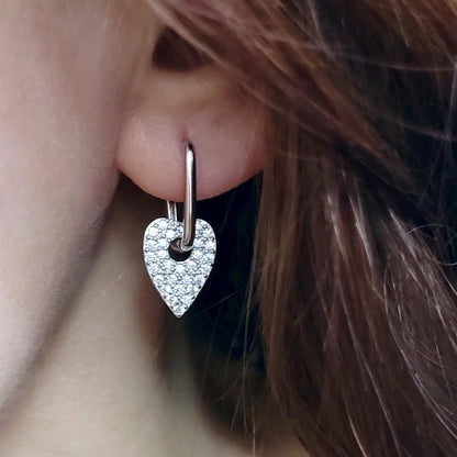 Shimmering Heart Earrings in Sterling Silver