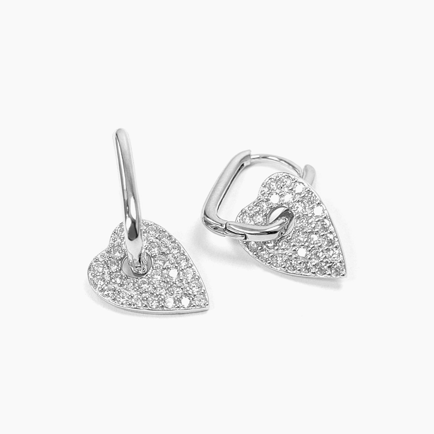 Shimmering Heart Earrings in Sterling Silver