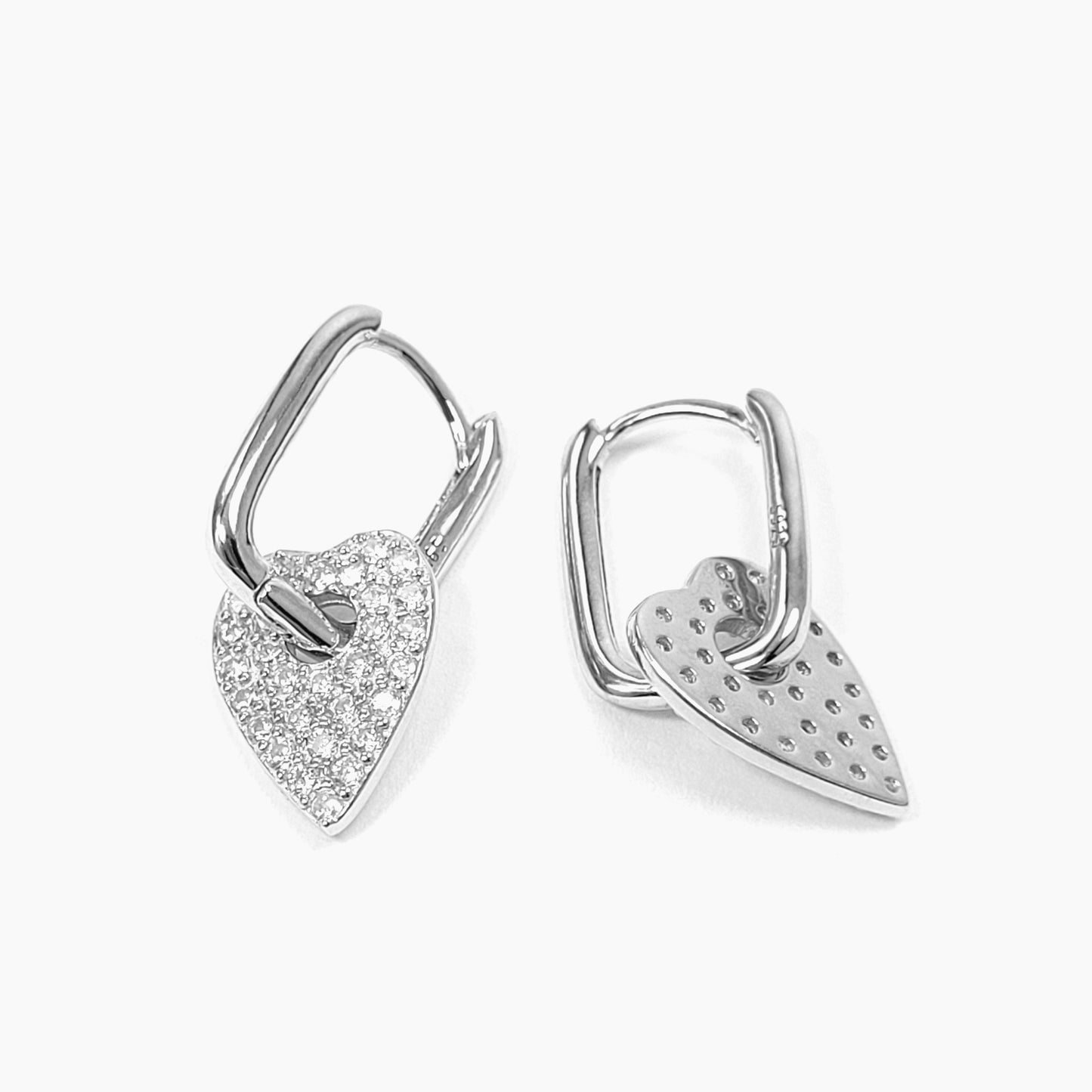 Shimmering Heart Earrings in Sterling Silver